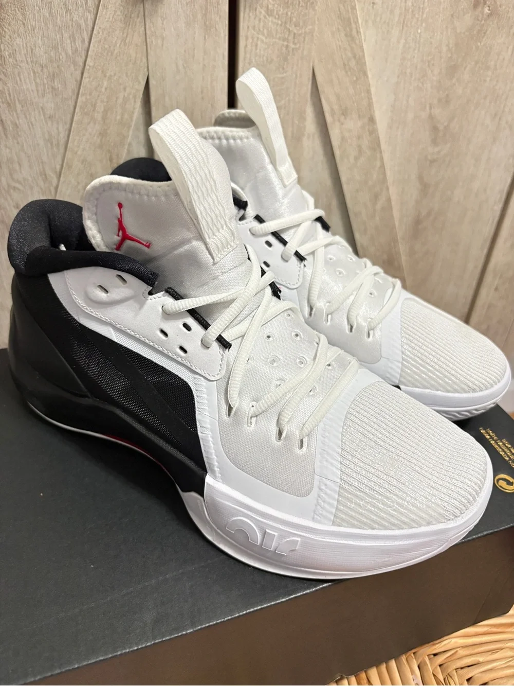 Jordan Men's High-Top Basketball Shoes in White, Black & Red